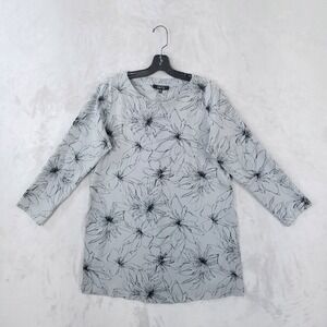 Comfy USA Tunic Women Small‎ Gray Floral Side Slits Lagenlook Lightweight USA